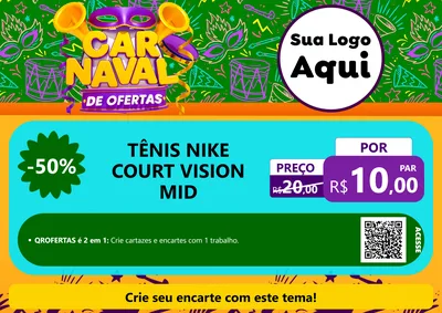 Modelo de Cartaz para Cartaz A4 Horizontal com o tema Carnaval de Ofertas para Calçados