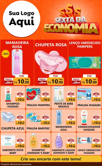 Modelo de Encarte para Encarte Grande com o tema Sexta da Economia para Bebês