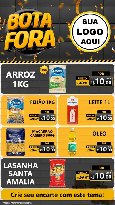 Modelo de TV para TV Vertical com o tema Bota Fora para Supermercado