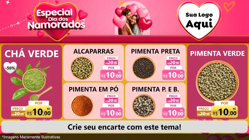Modelo de TV para TV Horizontal com o tema Especial Dia dos Namorados para Produtos Naturais