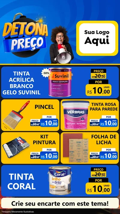 Modelo de TV para TV Vertical com o tema Detona Preços para Tintas e Ferramentas