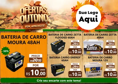 Modelo de Encarte para Encarte A4 Horizontal com o tema Ofertas de Outono - Vem, Aproveite! para Baterias Elétricas