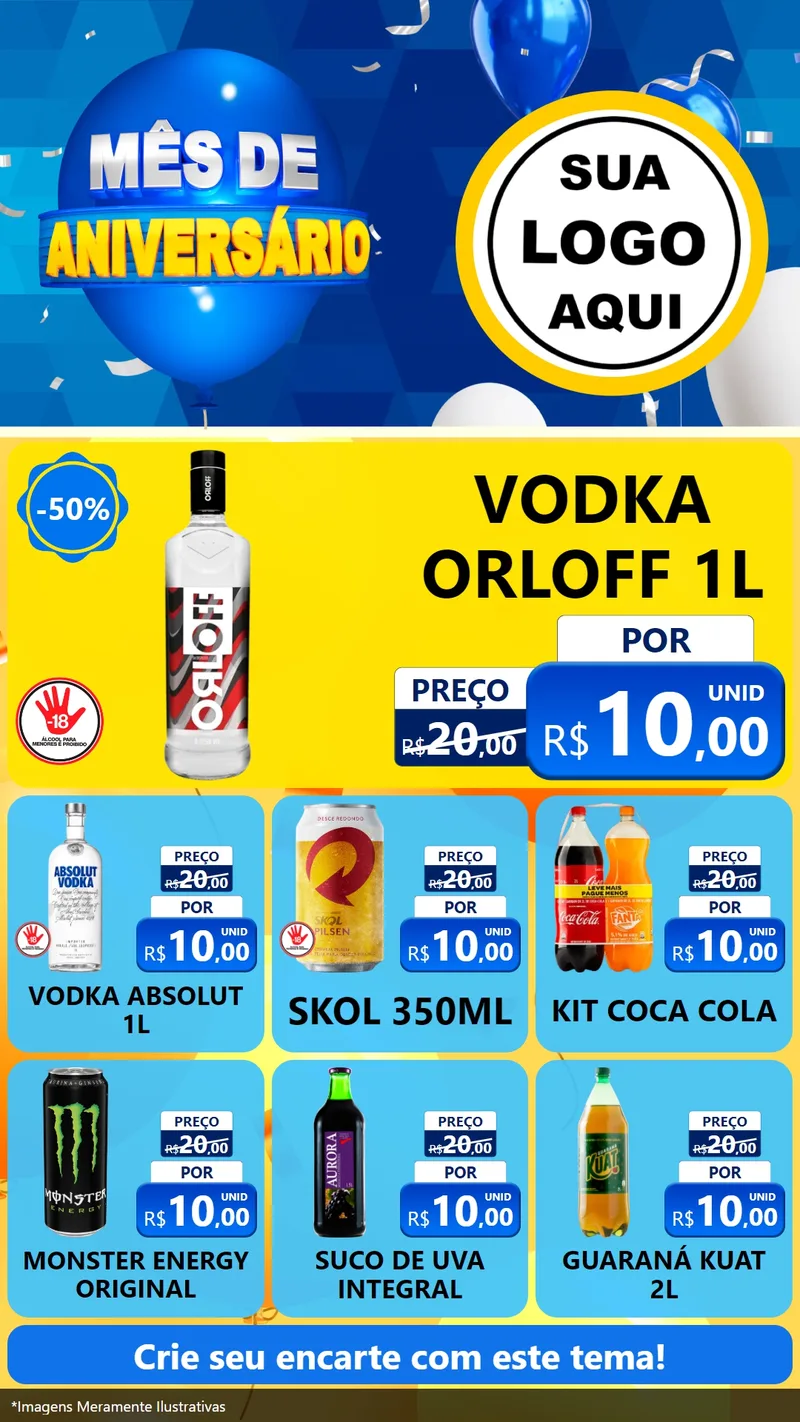 Modelo de Rede Social para Stories com o tema Mês de Aniversário para Distribuidora de bebidas