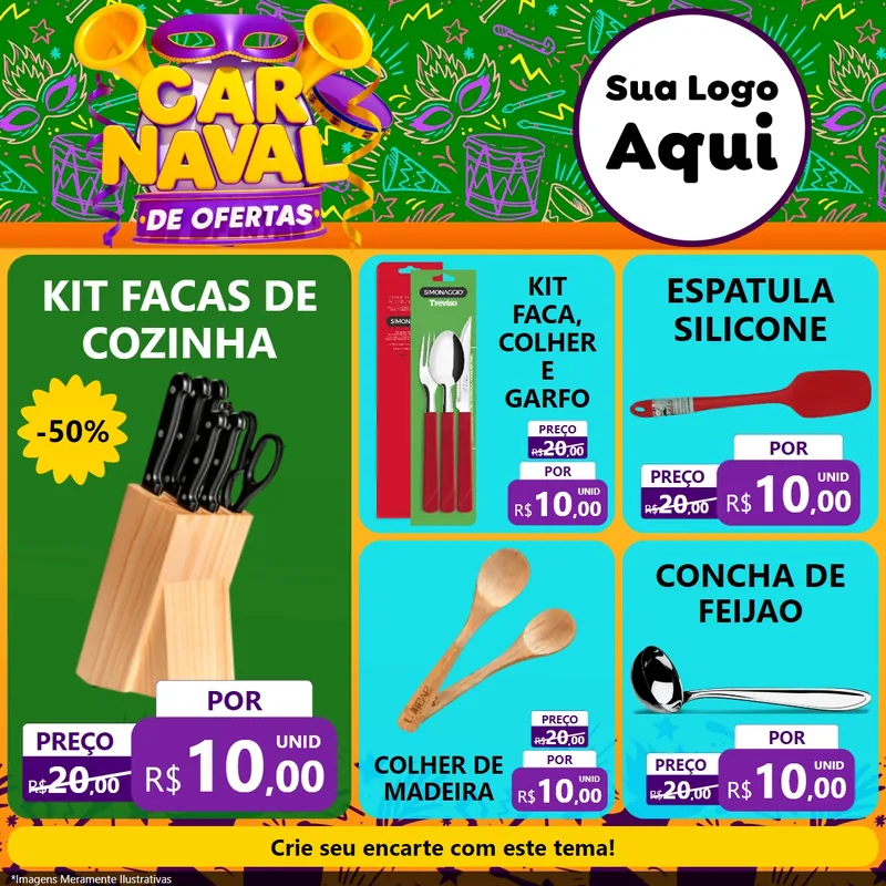 Modelo de Rede Social para Feed Facebook com o tema Carnaval de Ofertas para Utilidades Domésticas