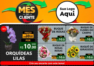 Modelo de Encarte para Encarte A4 Horizontal com o tema Mês do Cliente para Floricultura e jardim