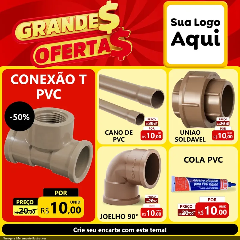Modelo de Rede Social para Feed Facebook com o tema Grandes Ofertas para Tubos e conexões