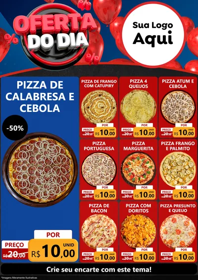 Modelo de Encarte para Encarte A4 Vertical com o tema Oferta do Dia para Pizzaria