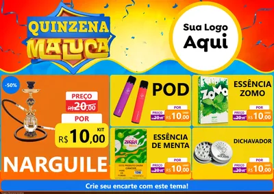 Modelo de Encarte para Encarte A4 Horizontal com o tema Quinzena Maluca para Tabacaria