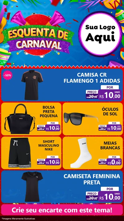Modelo de TV para TV Vertical com o tema Esquenta de Carnaval para Roupas e acessórios