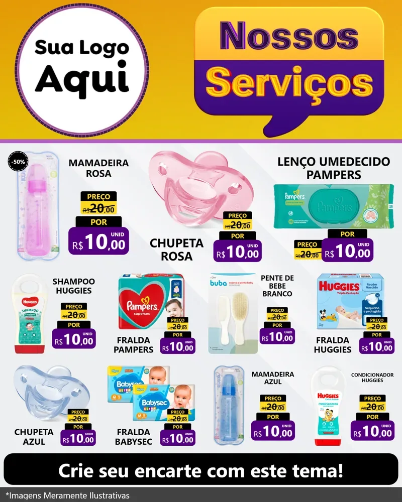 Modelo de Rede Social para Feed Instagram com o tema Nossos Serviços para Bebês