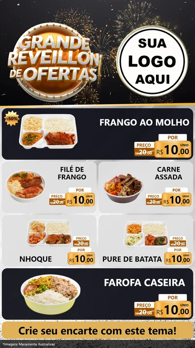 Modelo de TV para TV Vertical com o tema Grande Réveillon de Ofertas para Restaurante