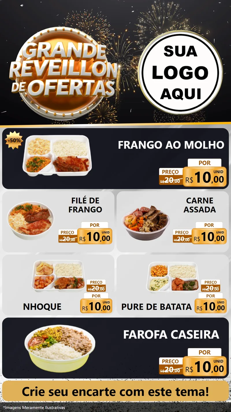 Modelo de TV para TV Vertical com o tema Grande Réveillon de Ofertas para Restaurante