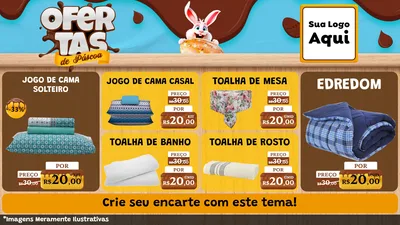 Modelo de TV para TV Horizontal com o tema Ofertas de Páscoa para Cama, Mesa e Banho