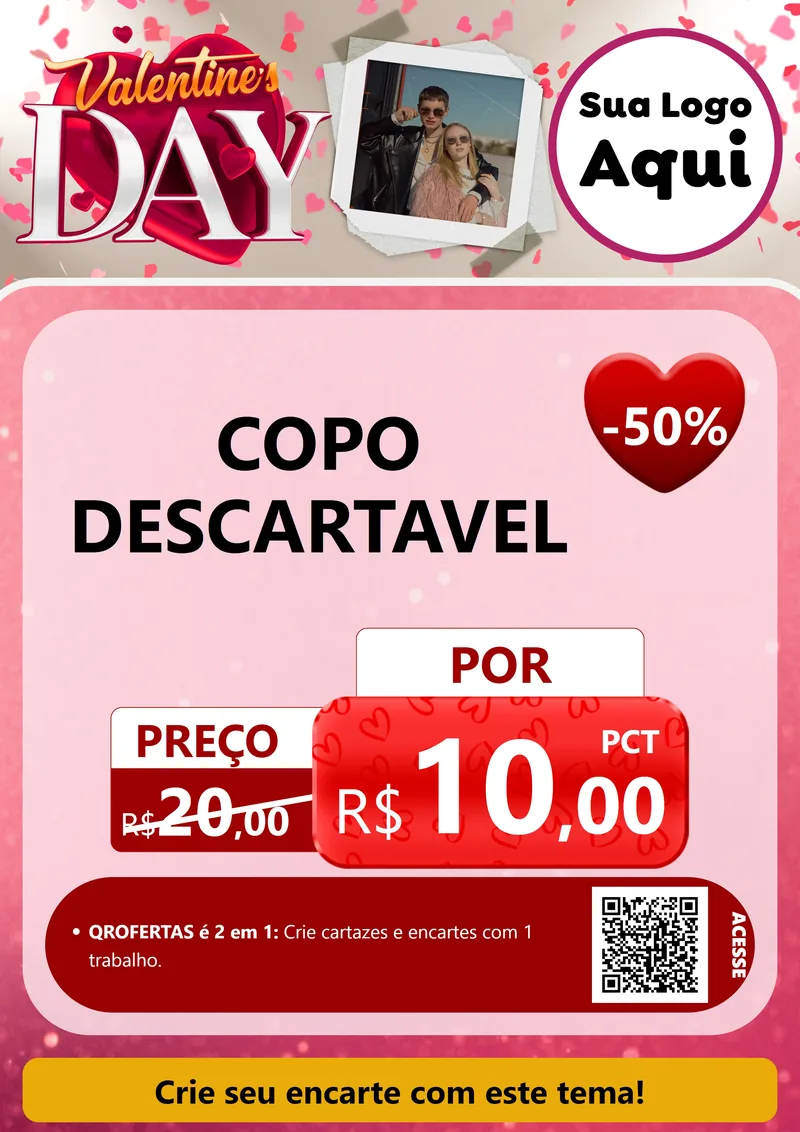 Modelo de Cartaz para Cartaz A4 Vertical com o tema Valentine's Day para Embalagens