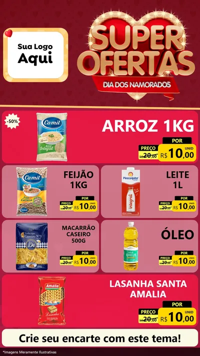 Modelo de TV para TV Vertical com o tema Dia dos Namorados para Supermercado