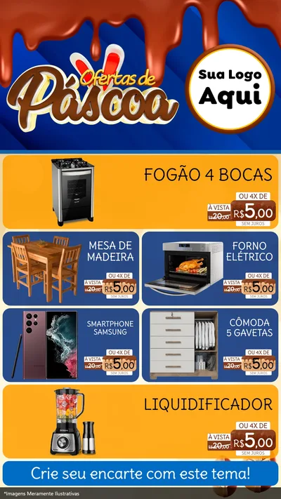Modelo de TV para TV Vertical com o tema Ofertas de Páscoa para Móveis e Eletro