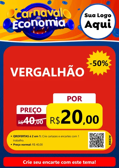 Modelo de Cartaz para Cartaz A4 Vertical com o tema Carnaval da Economia para Ferragens