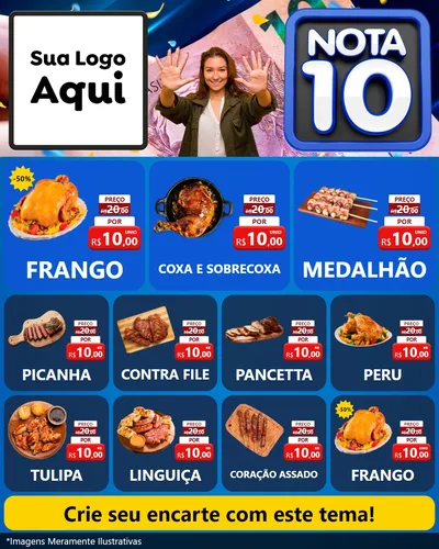 Modelo de Rede Social para Feed Instagram com o tema Nota 10 para Assados