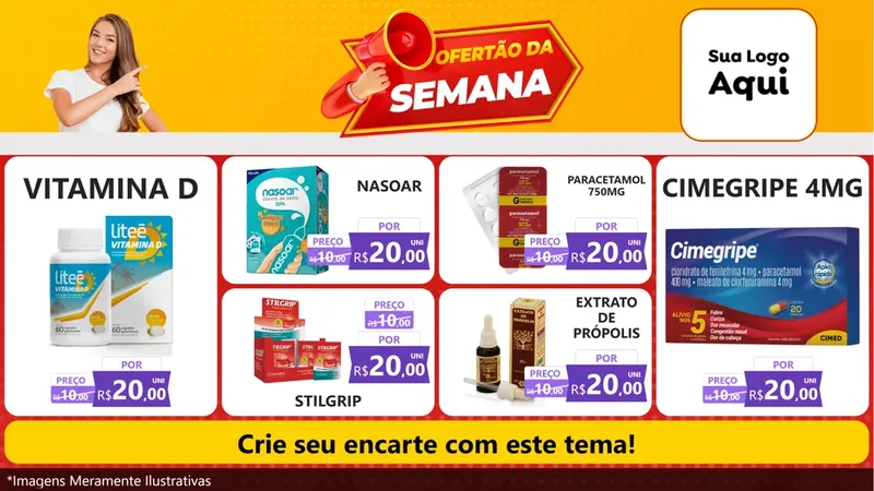 Modelo de TV para TV Horizontal com o tema Ofertão da Semana para Farmácia