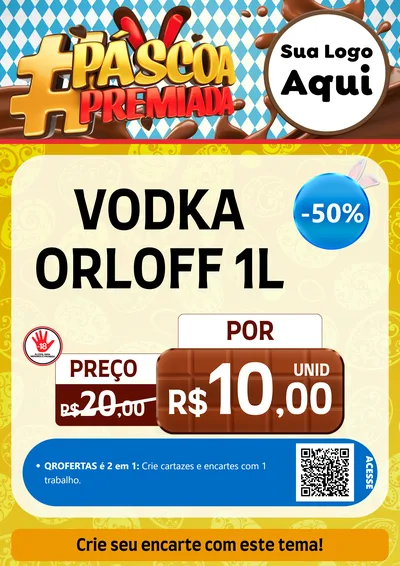 Modelo de Cartaz para Cartaz A4 Vertical com o tema Páscoa Premiada para Distribuidora de bebidas