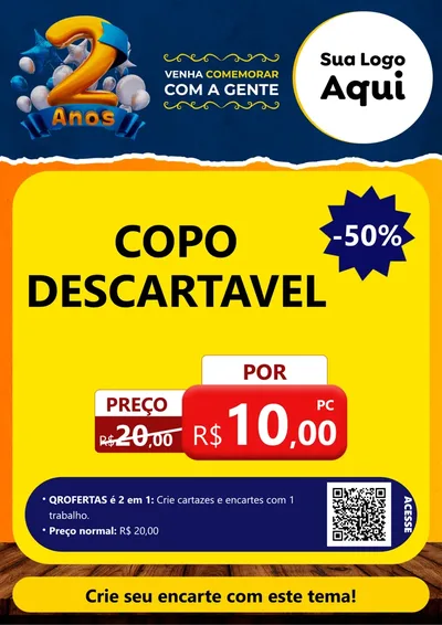 Modelo de Cartaz para Cartaz A4 Vertical com o tema Aniversário de 2 anos para Embalagens