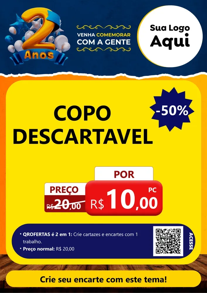 Modelo de Cartaz para Cartaz A4 Vertical com o tema Aniversário de 2 anos para Embalagens