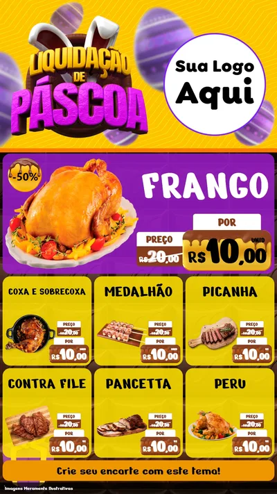 Modelo de Rede Social para Stories com o tema Liquidação de Páscoa para Assados