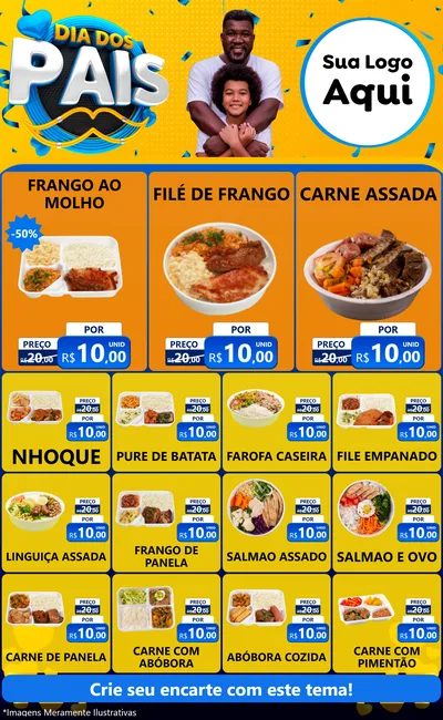 Modelo de Encarte para Encarte Grande com o tema Dia dos Pais para Restaurante