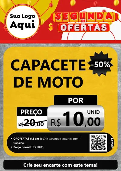 Modelo de Cartaz para Cartaz A4 Vertical com o tema Segunda de Ofertas para Moto peças