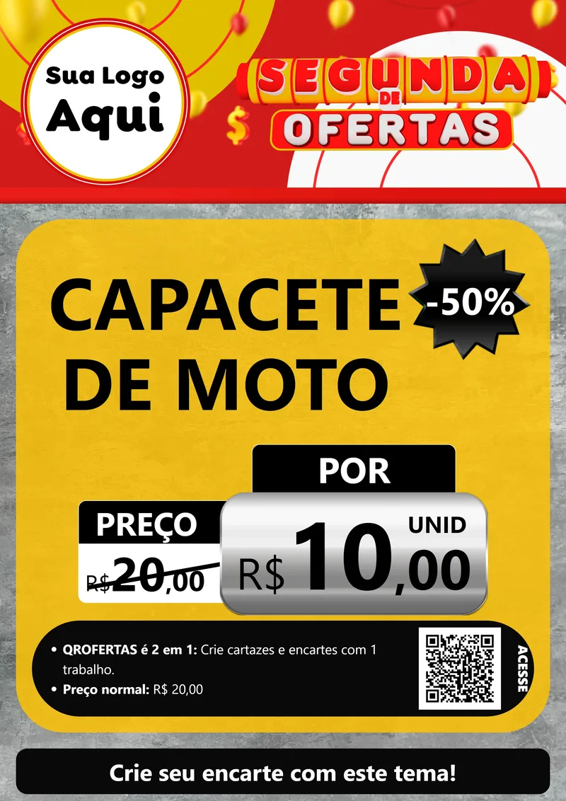 Modelo de Cartaz para Cartaz A4 Vertical com o tema Segunda de Ofertas para Moto peças