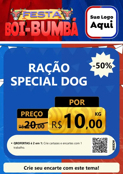 Modelo de Cartaz para Cartaz A4 Vertical com o tema Festa Boi Bumbá para Pet Shop