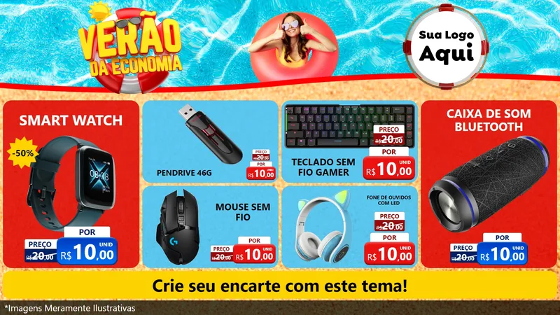 Modelo de TV para TV Horizontal com o tema Verão da Economia para Informática