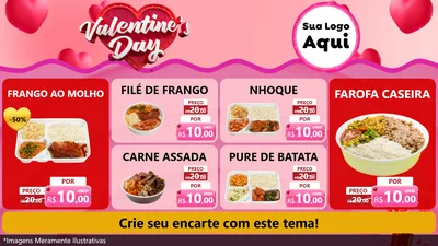 Modelo de TV para TV Horizontal com o tema Valentine's Day para Restaurante