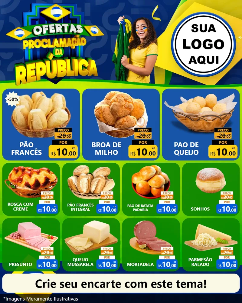 Modelo de Rede Social para Feed Instagram com o tema Ofertas Proclamação da República para Padaria