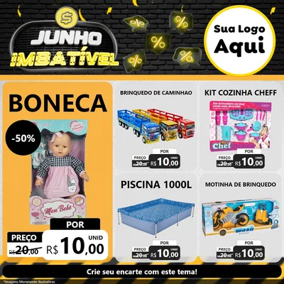 Modelo de Rede Social para Feed Facebook com o tema Junho Imbatível para Brinquedos