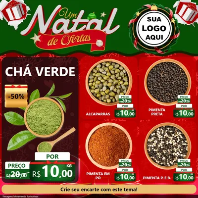 Modelo de Rede Social para Feed Facebook com o tema Um Natal de Ofertas para Produtos Naturais