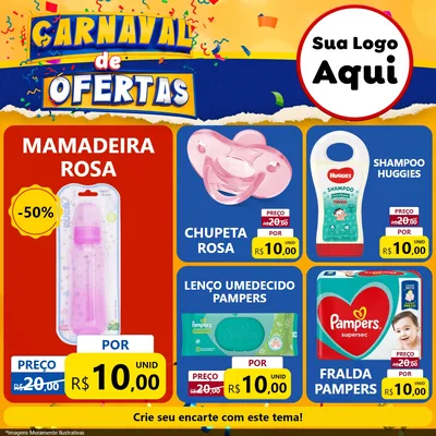 Modelo de Rede Social para Feed Facebook com o tema Carnaval de Ofertas para Bebês