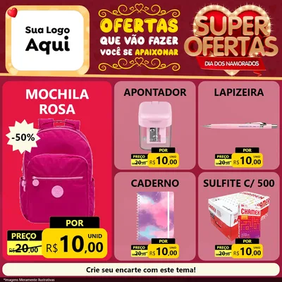 Modelo de Rede Social para Feed Facebook com o tema Dia dos Namorados para Papelaria
