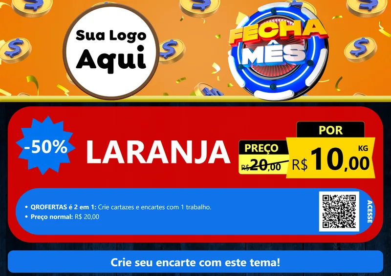 Modelo de Cartaz para Cartaz A4 Horizontal com o tema Fecha Mês para Hortifrúti