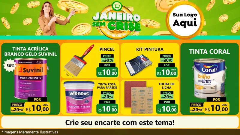 Modelo de TV para TV Horizontal com o tema Janeiro Sem Crise para Tintas e Ferramentas