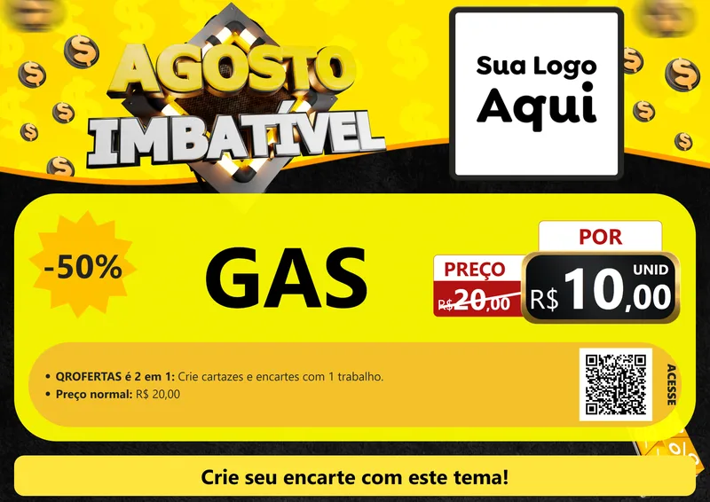 Modelo de Cartaz para Cartaz A4 Horizontal com o tema Agosto Imbatível para Água e gás