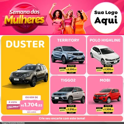 Modelo de Rede Social para Feed Facebook com o tema Semana das Mulheres para Concessionaria de Carros