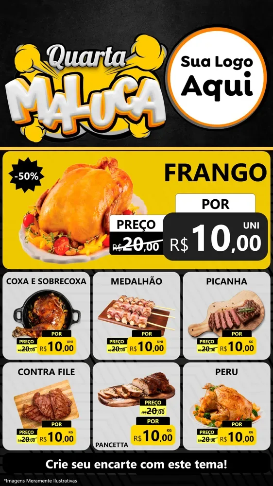 Modelo de Rede Social para Stories com o tema Quarta Maluca para Assados