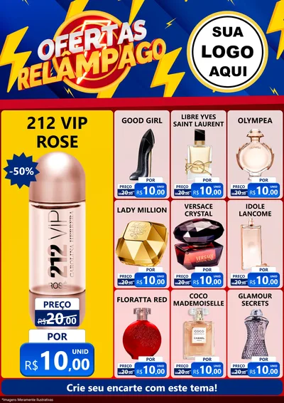 Modelo de Encarte para Encarte A4 Vertical com o tema Ofertas Relâmpago para Perfumes