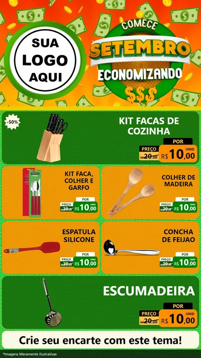 Modelo de TV para TV Vertical com o tema Comece Setembro Economizando para Utilidades Domésticas