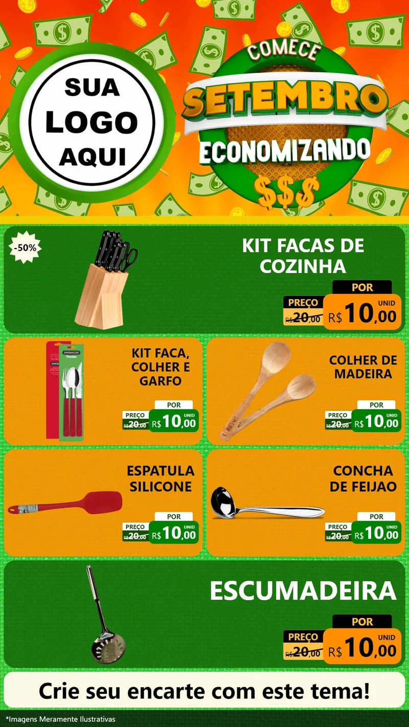Modelo de TV para TV Vertical com o tema Comece Setembro Economizando para Utilidades Domésticas