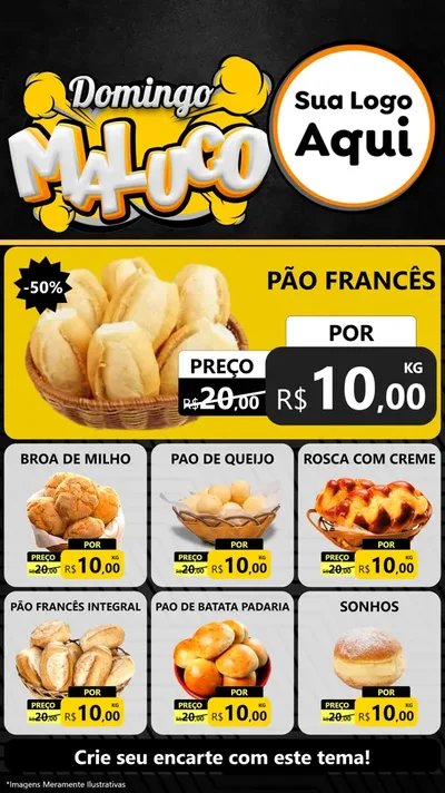 Modelo de Rede Social para Stories com o tema Domingo Maluco para Padaria