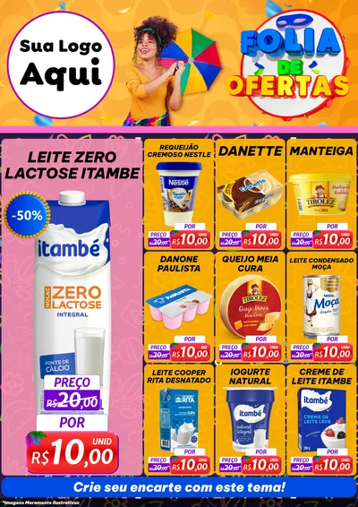 Modelo de Encarte para Encarte A4 Vertical com o tema Folia de Ofertas para Frios e Laticínios