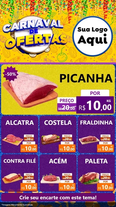 Modelo de Rede Social para Stories com o tema Carnaval de Ofertas para Açougue