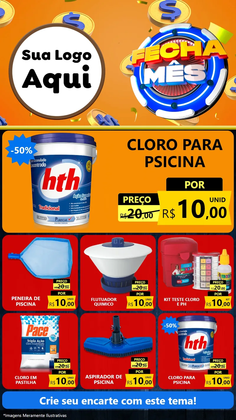 Modelo de Rede Social para Stories com o tema Fecha Mês para Produtos para Piscina